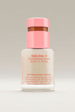 pink and red serum with ingredients