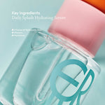 Close up of ERLY Daily Splash bottle and copy highlighting the ingredients 