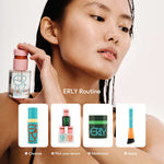 ERLY Routine collage with model holding ERLY Daily Splash