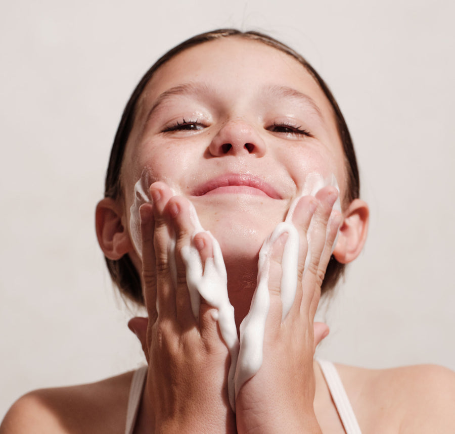 Face wash being used on tween model