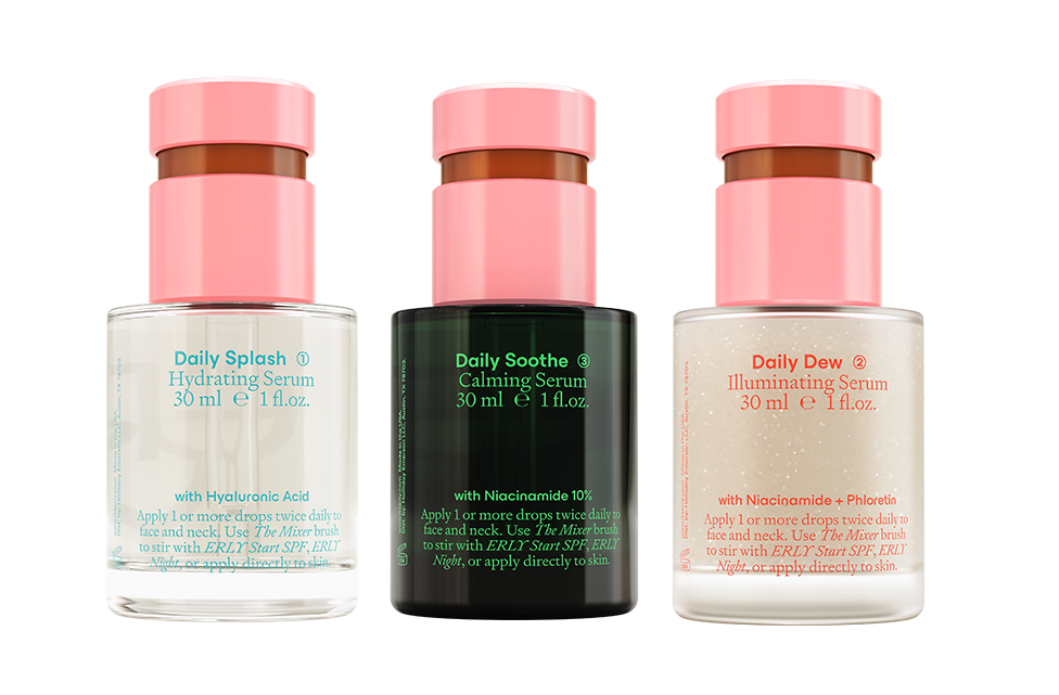 ERLY Serum trio: Daily Splash, Daily Soothe, and Daily Dew